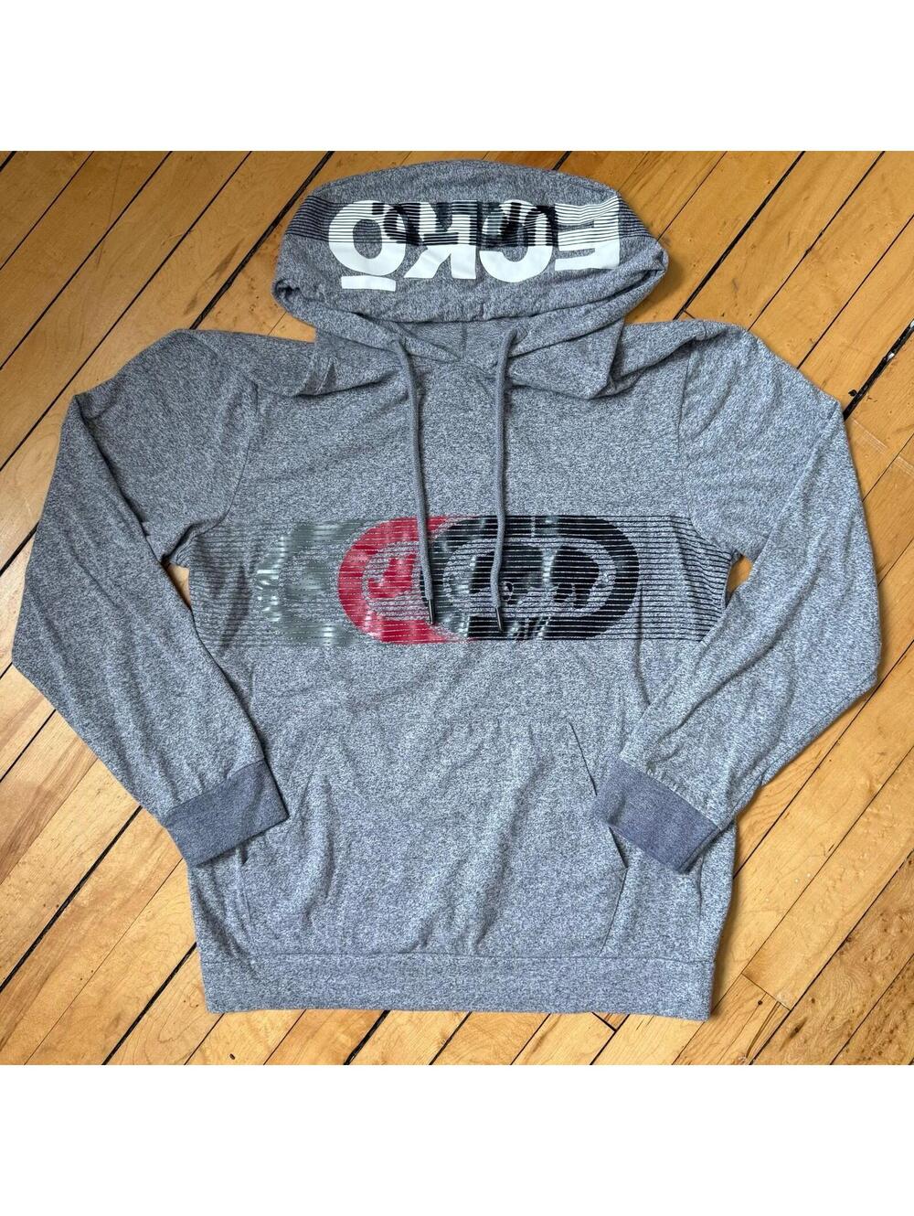 Ecko Unltd Gray Logo Hoodie Mens Medium Y2K Streetwear Graphic Pullover